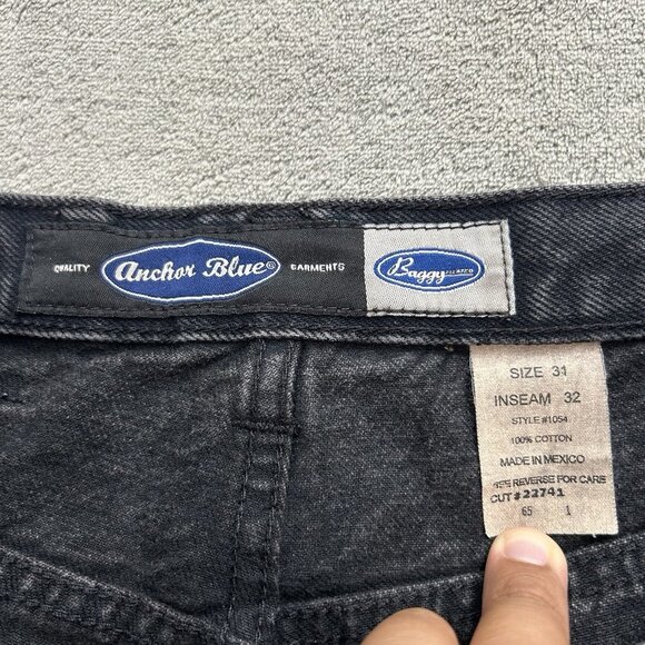 Anchor Blue Baggy Jeans 28x31 Faded Black Loose Wide Leg Skater Grunge Y2K Fades - Picture 8 of 13